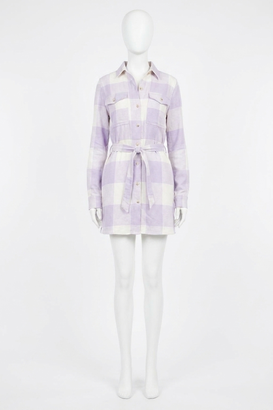 NEW SANCTUARY brushed plaid shirtdress in wisteria check